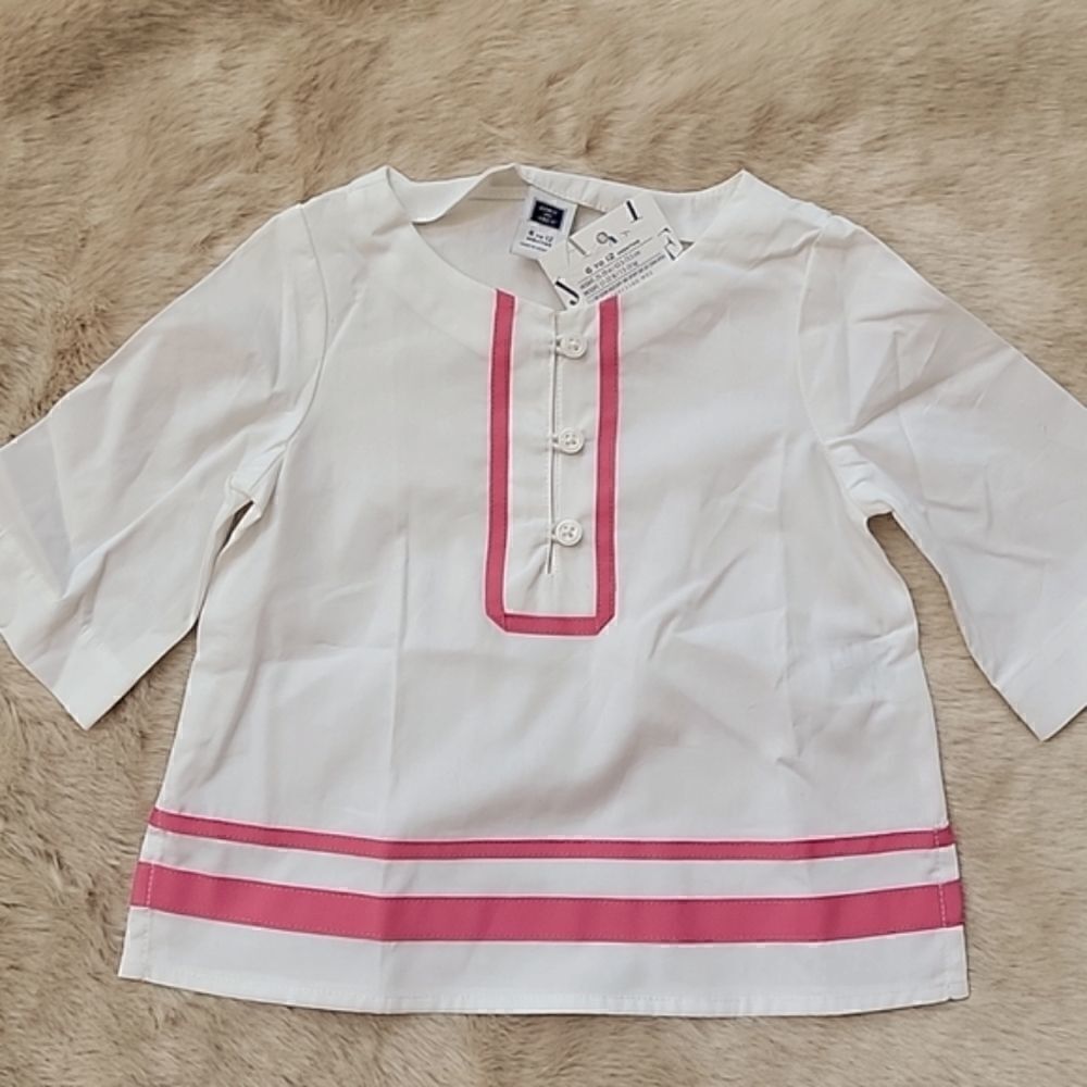 JANIE AND JACK WHITE WITH PINK SWIM COVER-UP TUNIC, NEW!